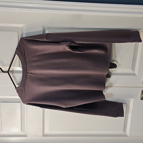 NWT 90 DEGREE BY REFLEX Brushed Terry Tie Hem Pullover Mocha Large - Picture 7 of 13